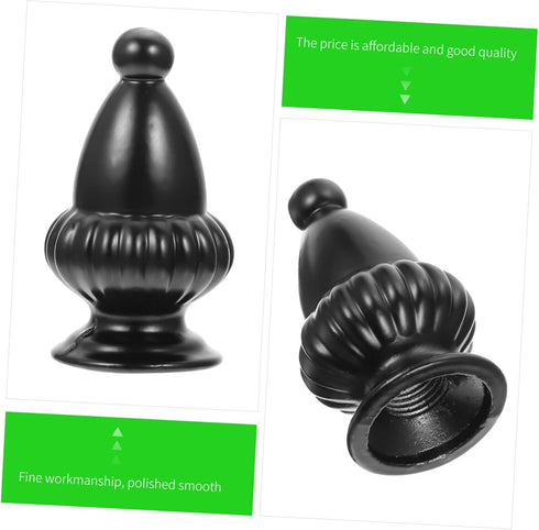 STOBOK 2pcs Decorative Lamp Finial Knob for Floor and Table Lamps Black Aluminum Harp Frame Shade Decor Internal Thread