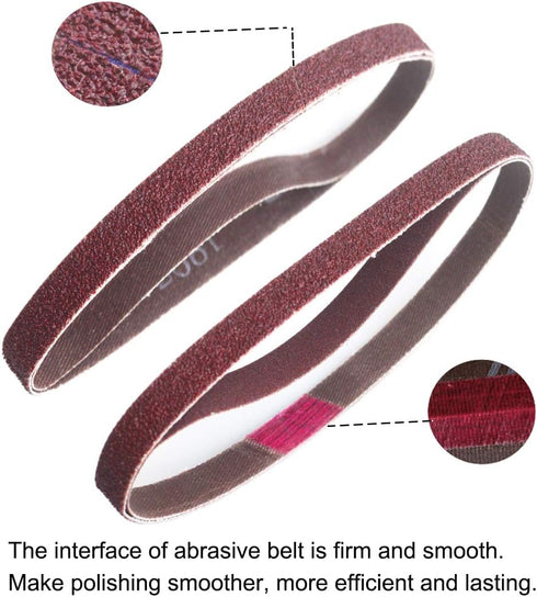 3/8 x 13 Inch Aluminum Oxide Sanding Belts, 24-Pack Assorted Grits for Air Belt Sander, 4 Each of 40/60/80/120/180/240