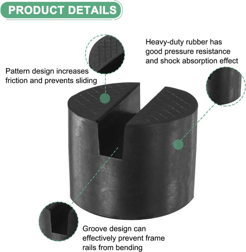 M METERXITY 2-Pack 2 Inch Pinch Floor Jack Rubber Pad, Dia Universal Rail Weld Stand Jack Round Pad Adapter for Change