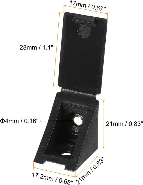 10Pcs 90 17.2x21x21mm uxcell Degree Plastic Corner Braces with Cover Cap, Nylon Shelf Right Angle Brackets with Screws