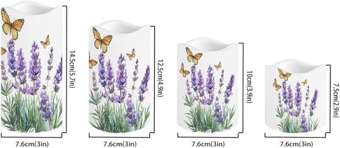 Lavender Butterfly Flameless Candles Bulk Timer Battery Operated Candles with Remote Color Changing Electric Pillar Led