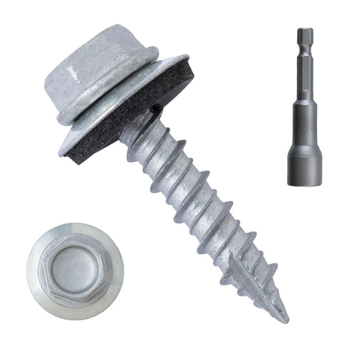 LIONMAX Metal Roofing Screws #10 × 1 Inch, 300-PCS, Zinc Plated Hex Head Sheet Metal Roof Screws, Rubber Washer, Sharp