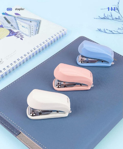 Pink Mini Stapler Hand Stapler with Staple Remover and 1 Box Staples, Cute Stationery for Students