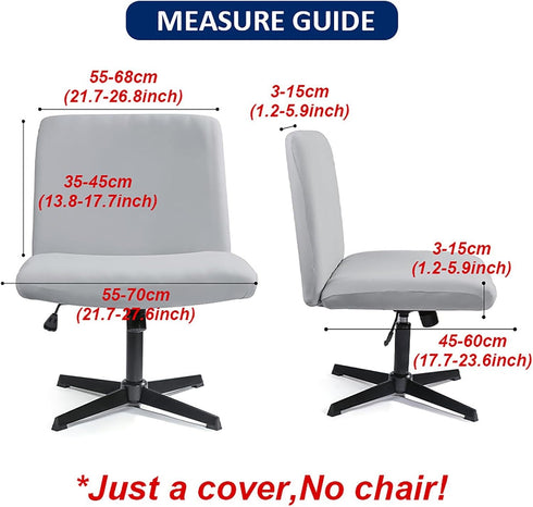 WYLEBER Armless Armless Office Desk Slipcover,Criss Cross Chair Cover,Removable Washable Office Wide Seat Chair Covers