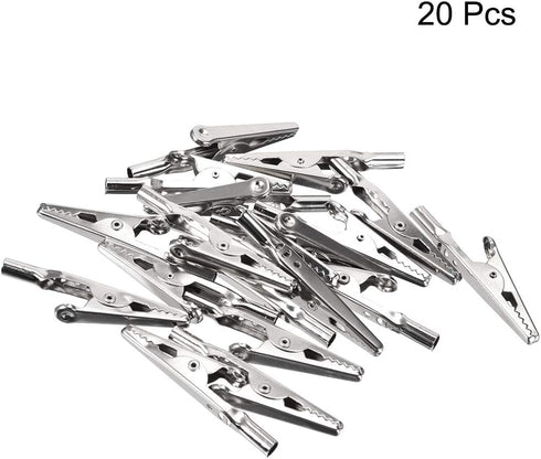 uxcell 20pcs 10A Heavy-Duty Alligator Clips, Battery Crocodile Electrical Test Clamps, Silver Tone