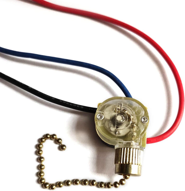 Hisocute 3-Wire Beads Chain Ceiling Fan Switch Desk Antique Lamps Control Switch with