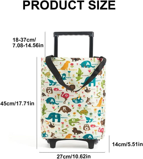 Vdaxvme Sturdy Portable Grocery Cart Bag Spacious Waterproof Shopping Bag with Wheels For Household And Outdoor Use