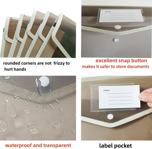 Plastic File Folders Envelope - Expanding File Wallet Organizer Documents Folder with Snap Closure, Large Capacity, Fit