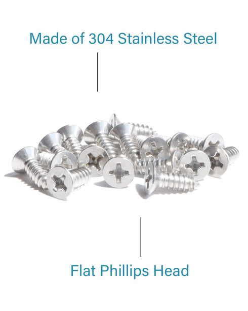 50pcs #12 x 3/4" (19mm) Stainless Flat Head Phillips Wood Screws, 18-8 (304) Stainless Steel Countersunk Self Tapping