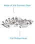 50pcs #12 x 3/4" (19mm) Stainless Flat Head Phillips Wood Screws, 18-8 (304) Stainless Steel Countersunk Self Tapping