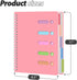 College Ruled Notebook A4, Pink Spiral Notebook with Dividers Hardcover Notebook 5 Subject for School Note Taking Office by HEYPLACE
