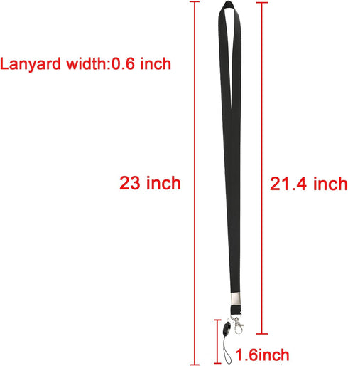 YOUOWO Neck Office Nylon Woven Black Lanyards for Badges Holders with J-Hook - Pack of 10