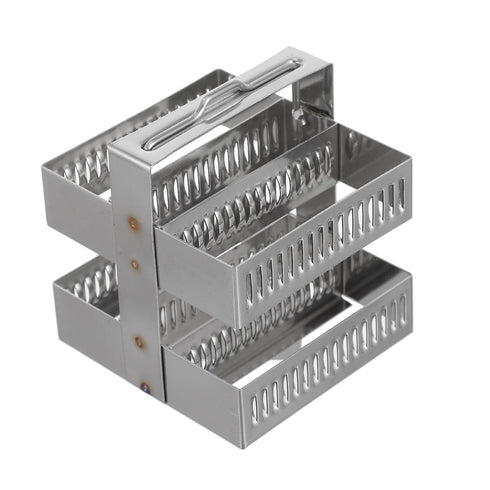 Microscope Slides Rack 30 Positions, Stainless Steel Slide Holder for Research Staining Specimen Storage Stand