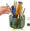 Dark Green 360° Rotating Pen Pencil Holder, Cute Desk Organizer with 6 Compartments, Green Office Supplies