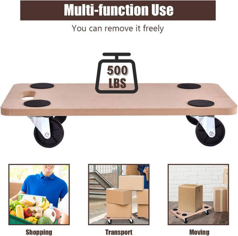 500 Lbs (23" x11.5" Goplus Furniture Moving Dolly, Heavy Duty Wood Rolling Mover with Wheels for Piano Couch Fridge