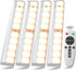 LDOPTO Motion Sensor Under Cabinet Lights with Remote 4 Pack, Dimmable Battery