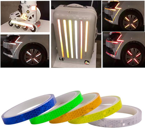 Reflective Tape, Yellow, 0.5" x 10', Waterproof Strong Safety Tape for Bicycle, Trucks, Cars