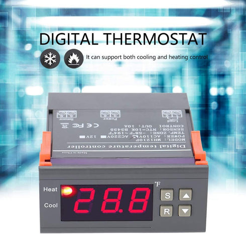 Jeanoko Thermostat MH1210F AC110V Digital Temperature Control -58~194? Fahrenheit Temperature Sensor
