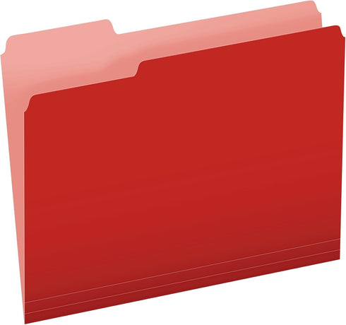 Pendaflex Two-Tone Color File Folders, Letter Size, Red, 100 per box