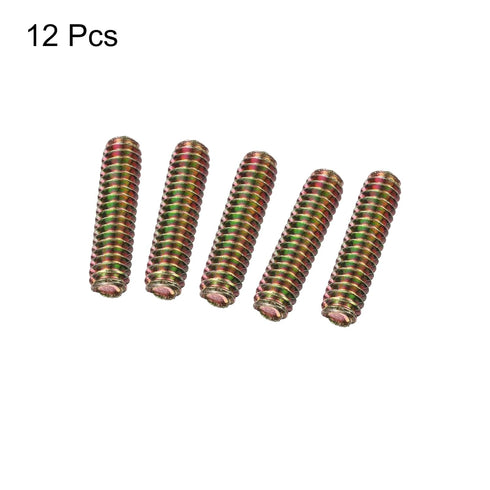 uxcell 12pcs Fully Threaded Rods 1/4x1" Carbon Steel All Thread Studs for Furniture Garden Railing Assembly