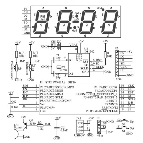 Gikfun 4-Digit LED Electronic Alarm Clock DIY Kits, Acrylic Shell Soldering Practice Learning Project EK1985-US