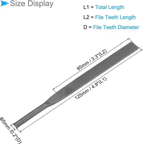 Pneumatic Air Metal File Set, 0.2" Shank Diameter 5" Total Length, Coarse Tooth Polishing Rasps Flat Files - (Applications: for Metal Polishing)