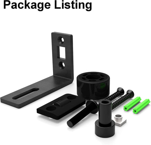 Sliding Barn Door Floor Guide Wall Mount Hardware with Adjustable Stay Rollers, Smooth Wheels, Black 2 Pack