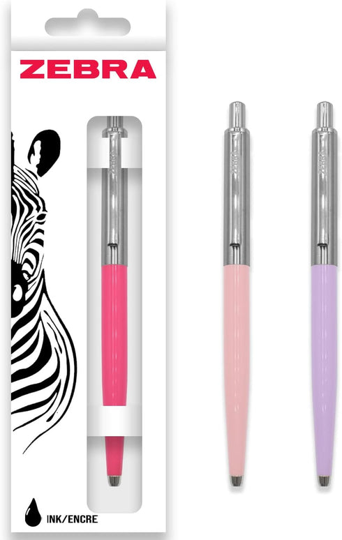 Zebra Pen 901 Retractable Ballpoint Pen, Pack of 3, Medium Point 1.0mm Nib, Black Ink, Deep Pink & Pastel Colors