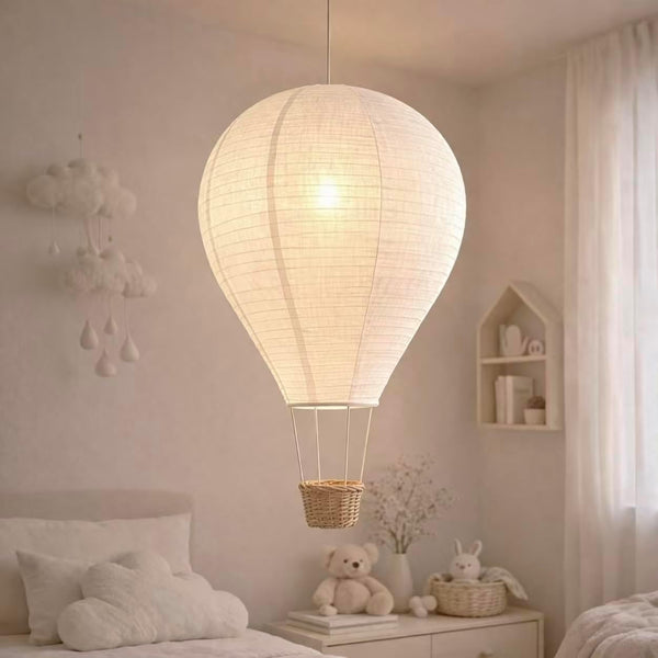 Hot Air Balloon Hanging Lampshade, Handmade Faux Linen Decorative Pendant Shade for