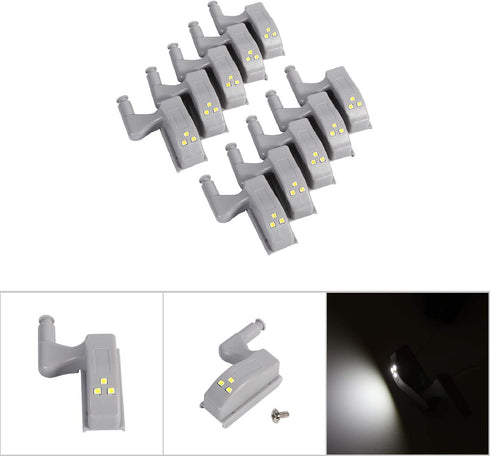 10Pcs Closet 12V 23A Cabinet Hinge LED Lights, Warm Cool White Cabinet Cupboard Wardrobe LED Hinge Light Home Kitchen