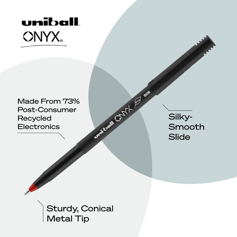 uni-ball ONYX Rollerball Pen, Micro Point (0.5mm), Red, 12 Count