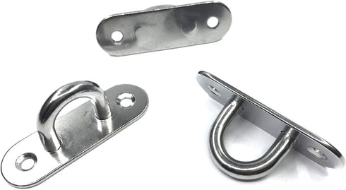 4Pcs 304 Stainless Steel Pad Eye Hooks, 3.15 inch Heavy Ceiling Hook Screw Eyes with 5 x 45mm Screws for Plant Hangers,