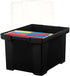 Storex Plastic File Tote Storage Box, Black/Silver, Letter/Legal Size, Snap-On Lid