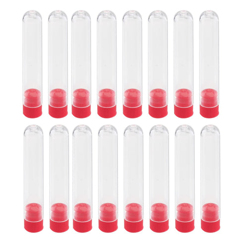 Othmro 100pcs Clear Plastic Test Tubes with Red Caps, 12x60mm Mini Test Tubes for Jewelry and Specimen
