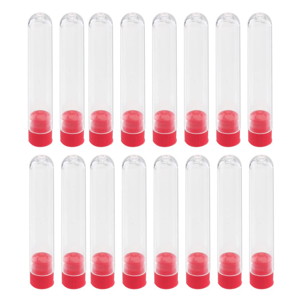 Othmro 100pcs Clear Plastic Test Tubes with Red Caps, 12x60mm Mini Test Tubes for Jewelry and Specimen