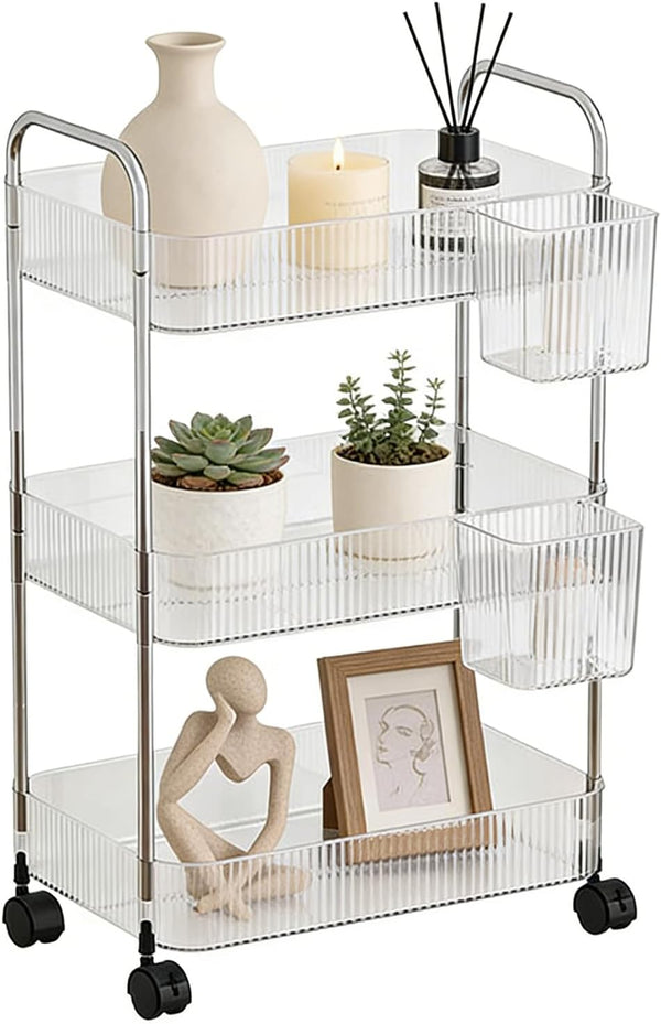 Generic Rolling Cart - Acrylic Snack Trolley, Multi Layer Organizer for Kitchen Storage,
