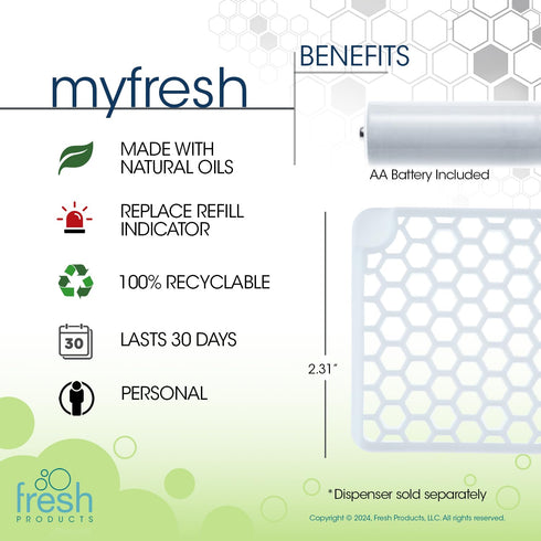 Fresh Products myfresh 2.0 Personal Air Freshener with Dry Fragrance Technology for Small Spaces, Compact Design,