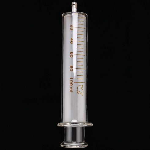 Glass Laboratory Syringes with Caps, 1 Pack, 100cc/ml for Industry