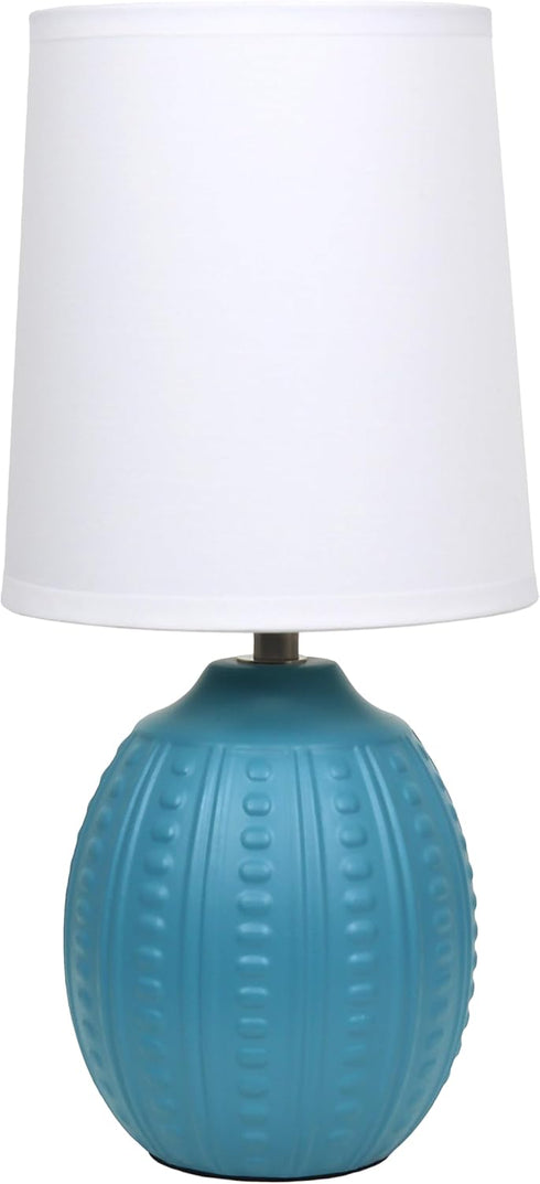 Simple Designs LT1163-TEL 12.5" Chic Glow Mini Textured Oval Table Lamp, for