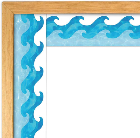 Ocean Waves Bulletin Board Border, Blue Turquoise Trim Paper for Classroom Decorations, 36 Feet