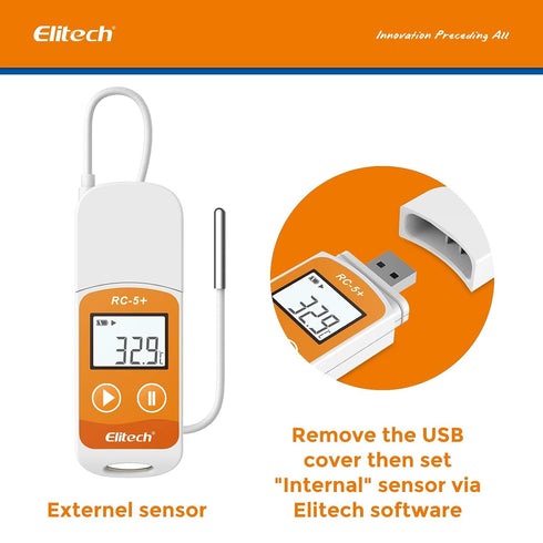 RC-5+ 32000 Elitech TE Digital PDF USB Temperature Data Logger Reusable Recorder Refrigerator Thermometer Points High
