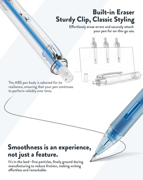 Four Candies 3PCS Clear Mechanical Pencils Set, 0.7mm Pastel Pencils with 360PCS HB Lead Refills