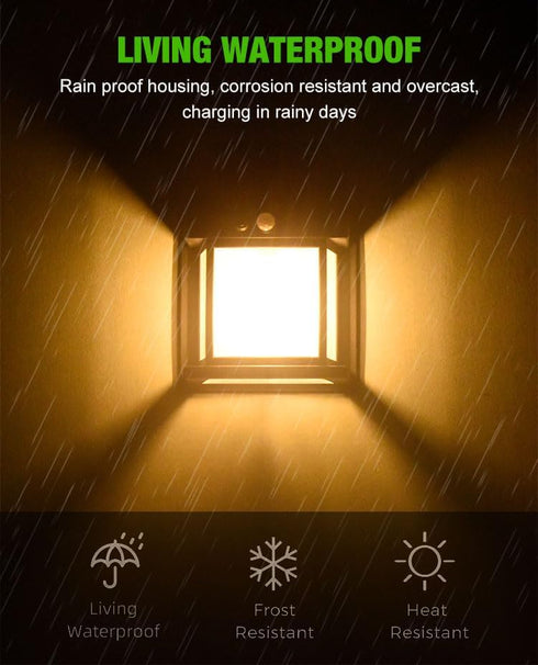 YZYOE IP65 Solar Induction Wall lamp Warm Light Wireless Dusk to Dawn Motion LED Sconce Lights Waterproof.