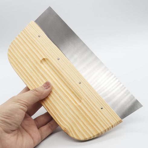 8.5 Inch Stainless Steel Putty Knife, Wooden Handle Scraper Tool for Drywall, Decals, and Painting