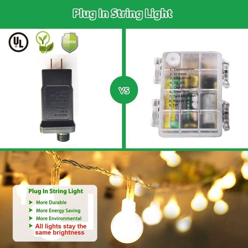 116 200 8 RaThun Globe String Lights Plug in Ft. LED Modes with Remote,Waterproof Fairy String Lights for Indoor
