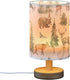 YYZZH Table Lamp Watercolor Animal Forest Tree Deer Fox Bear Nightstand Lamp with Wood Base Fabric Lamp Shade Bedside