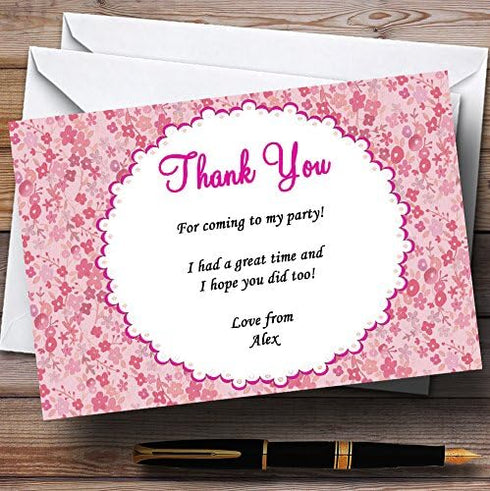 The Card Zoo Pink Floral Vintage Garden Tea Party Thank You Cards Personalized Party Thank...