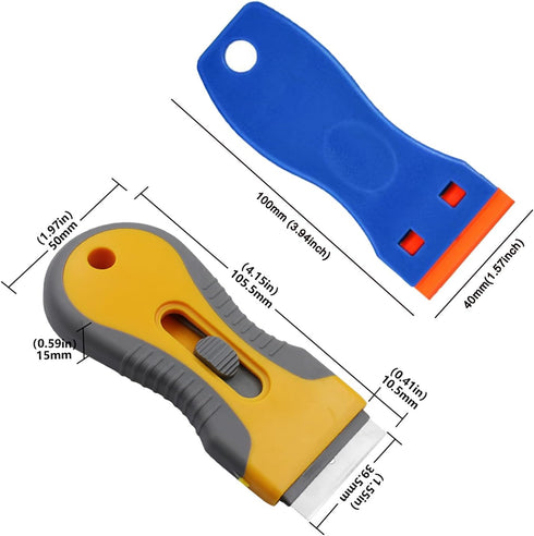 2 Pack 20PCS 10PCS Razor Blade Scraper, Scraper Tool with Scrapers Plastic Blades and Metal Blades for Cleaning