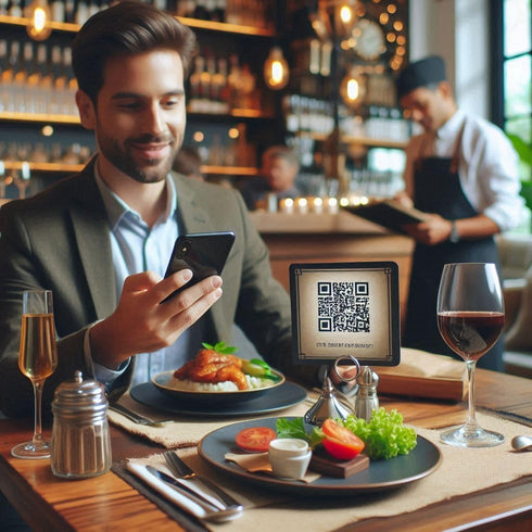 Touchless Menu - QR Code and Tag - View Menus Online - Two-Sided Menu Tap Card - Perfect for Storefront Window, Table