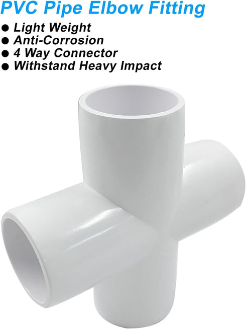 Piutouyar 4 1" Elbow 4 Elbow Pcs Cross PVC Pipe Fitting, Way Furniture Grade Pipe Connector PVC Fitting Pipe Corner